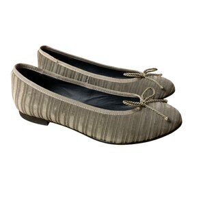 Luccini Rope Bow Ballet Flats Taupe Sz 37 (EU)